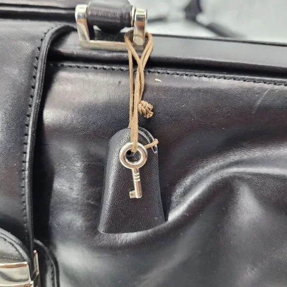 Maxwell Scott Authentic Leather‎ Doctor Bag Black Handmade Italy Key Lock Large - Picture 4 of 9